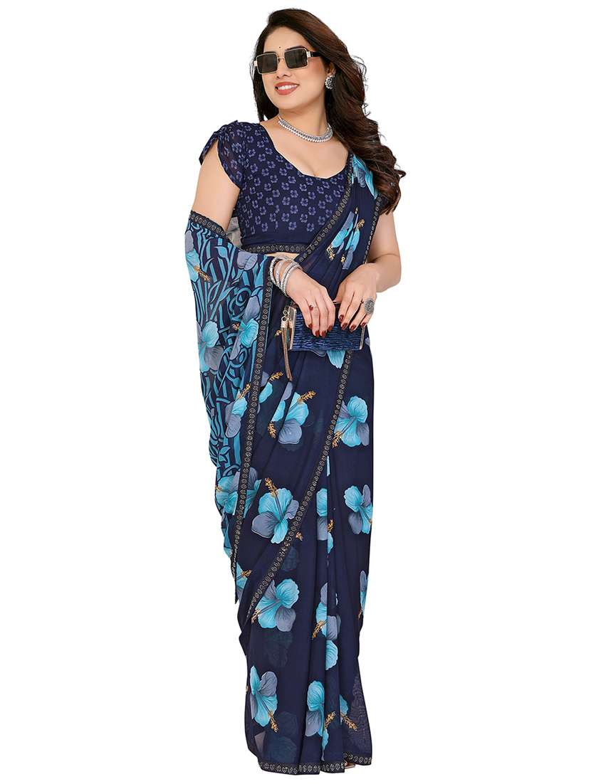 women printed casual wear saree with blouse - 22048559 -  Standard Image - 2