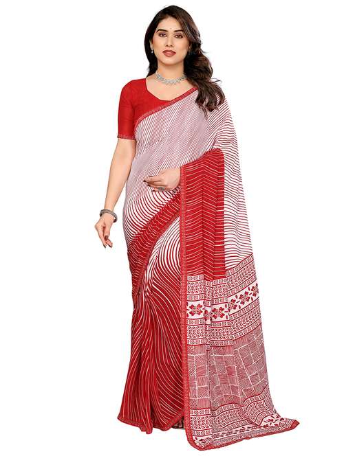 women printed casual wear saree with blouse - 22048583 - Standard Image - 0