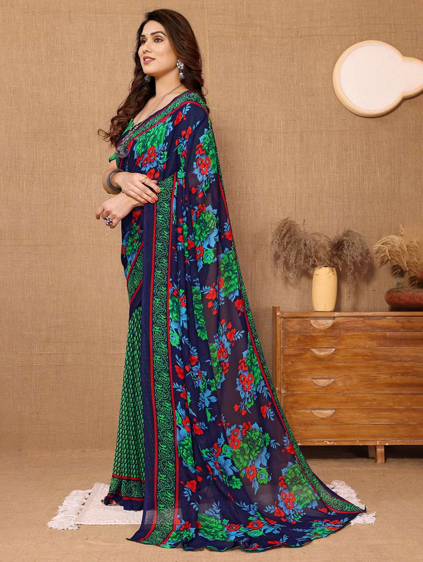women printed casual wear saree with blouse - 22048589 -  Standard Image - 2