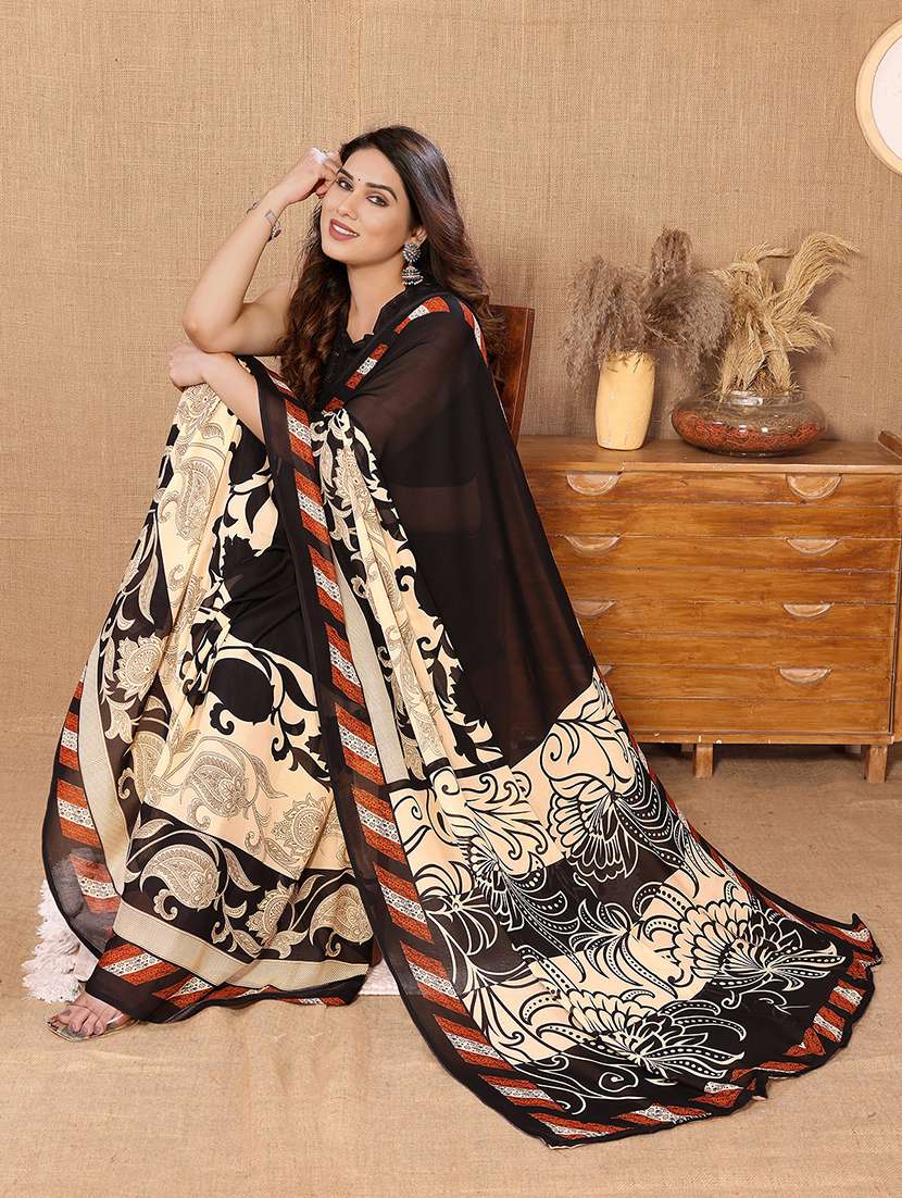 women printed casual wear saree with blouse - 22048595 -  Standard Image - 2