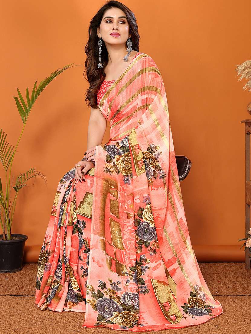 women printed casual wear saree with blouse - 22048617 -  Standard Image - 2