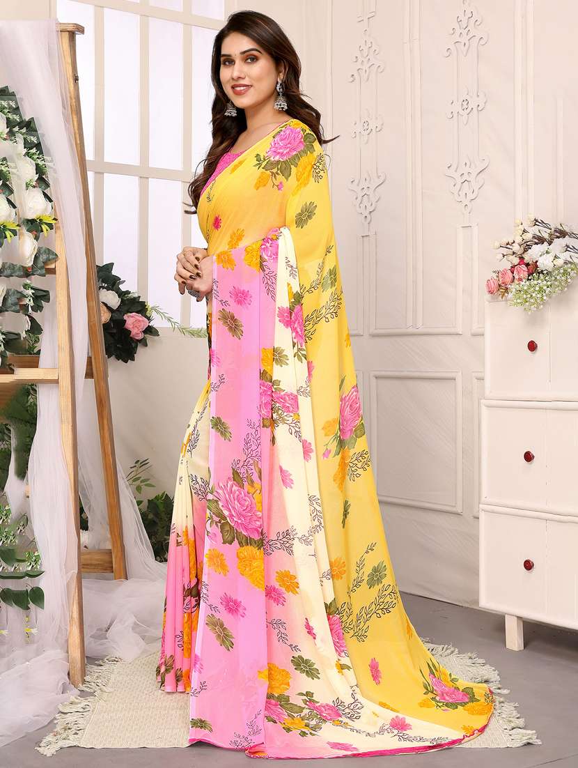 women printed casual wear saree with blouse - 22048618 -  Standard Image - 2