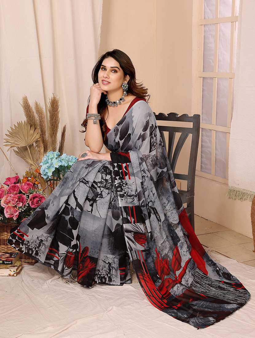 women printed casual wear saree with blouse - 22048623 -  Standard Image - 2