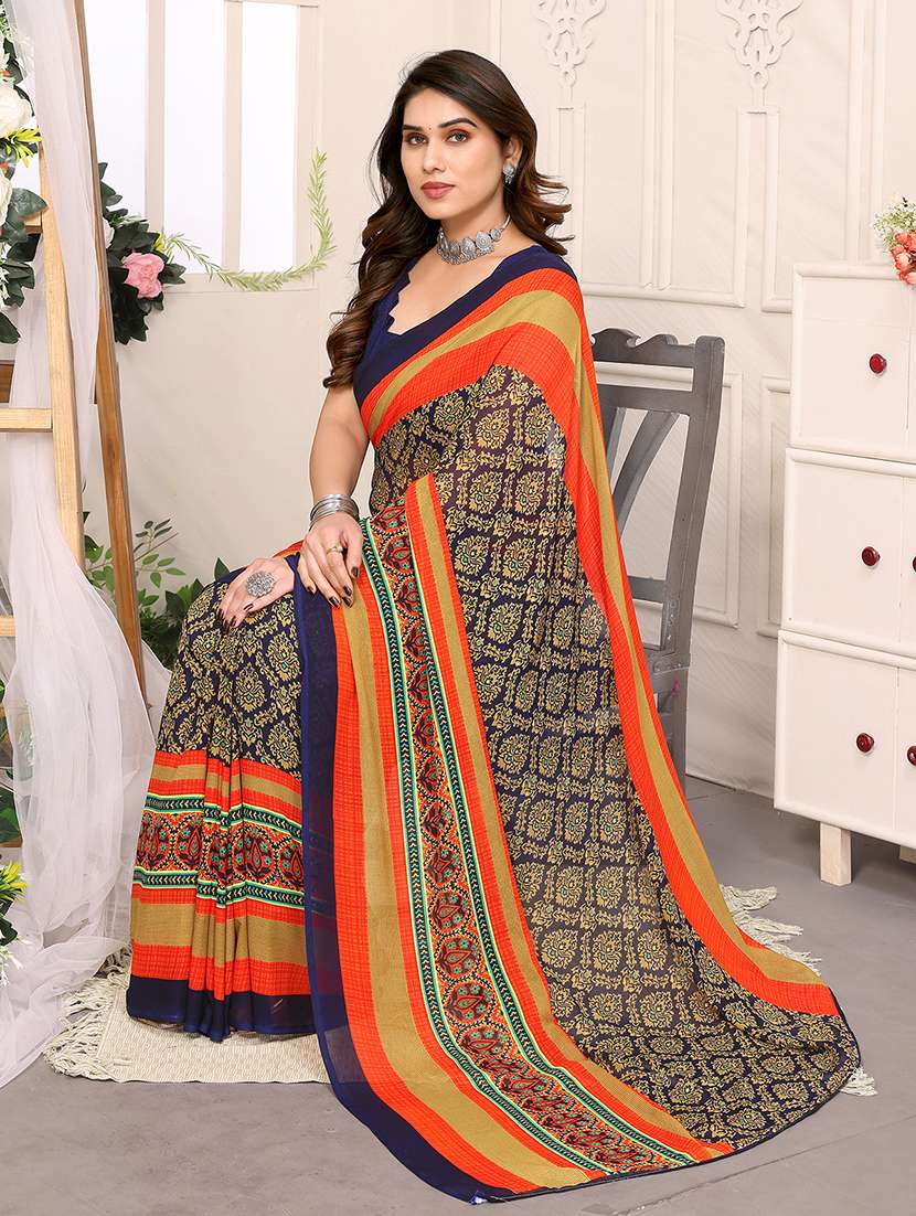 women printed casual wear saree with blouse - 22048626 -  Standard Image - 2