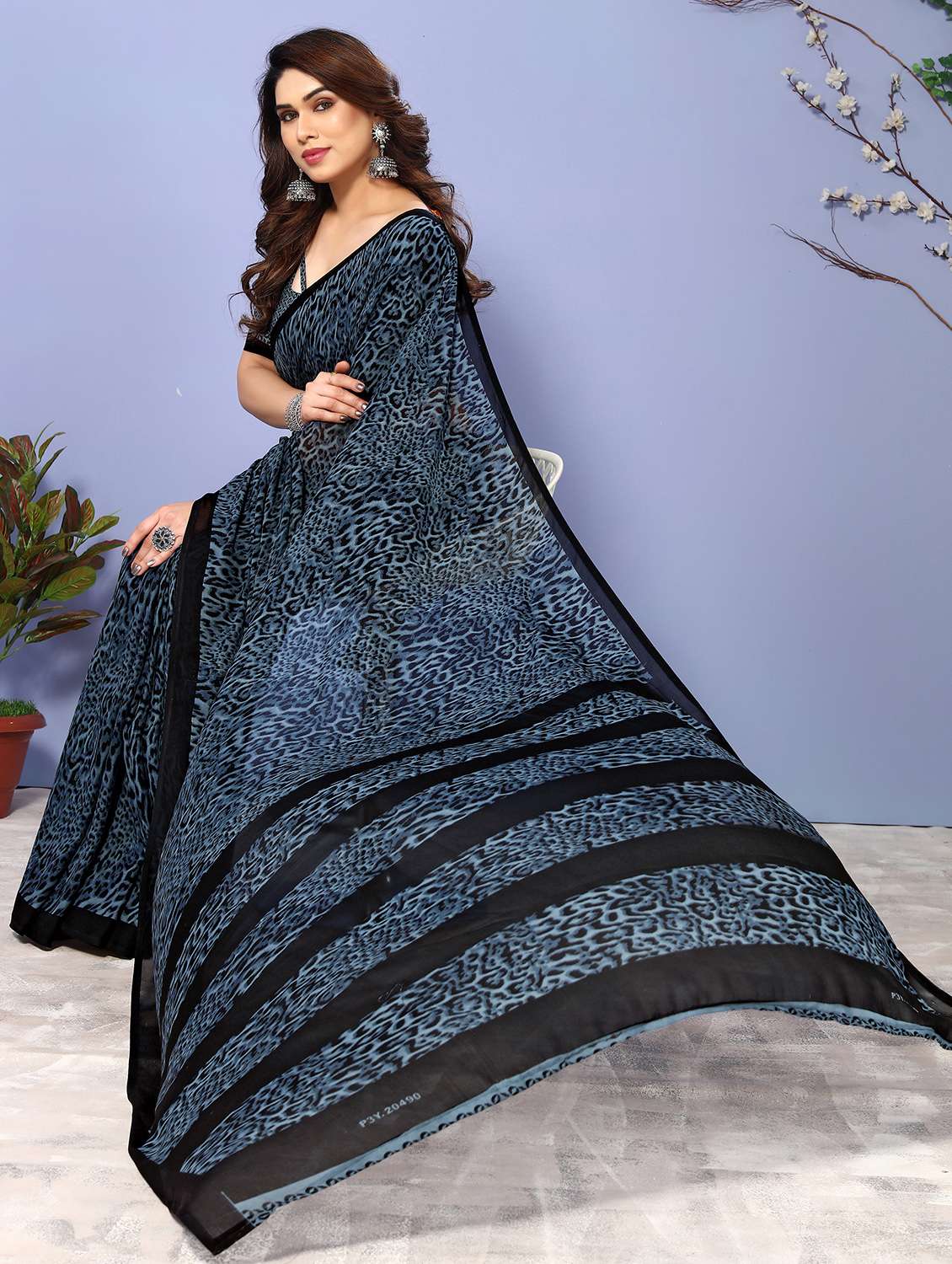 women printed casual wear saree with blouse - 22048642 -  Standard Image - 2