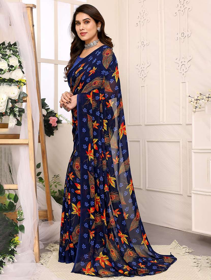 women printed casual wear saree with blouse - 22048648 -  Standard Image - 2