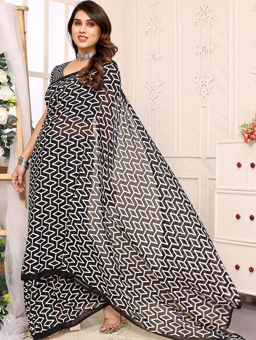 women printed casual wear saree with blouse - 22048651 -  Standard Image - 2