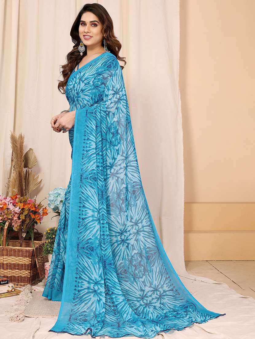 women printed casual wear saree with blouse - 22048657 -  Standard Image - 2