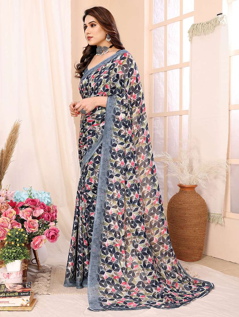 women printed casual wear saree with blouse - 22048668 -  Standard Image - 2