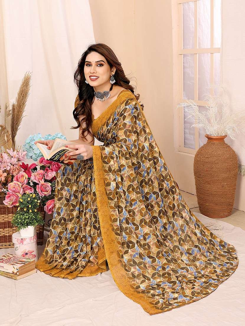 women printed casual wear saree with blouse - 22048669 -  Standard Image - 2