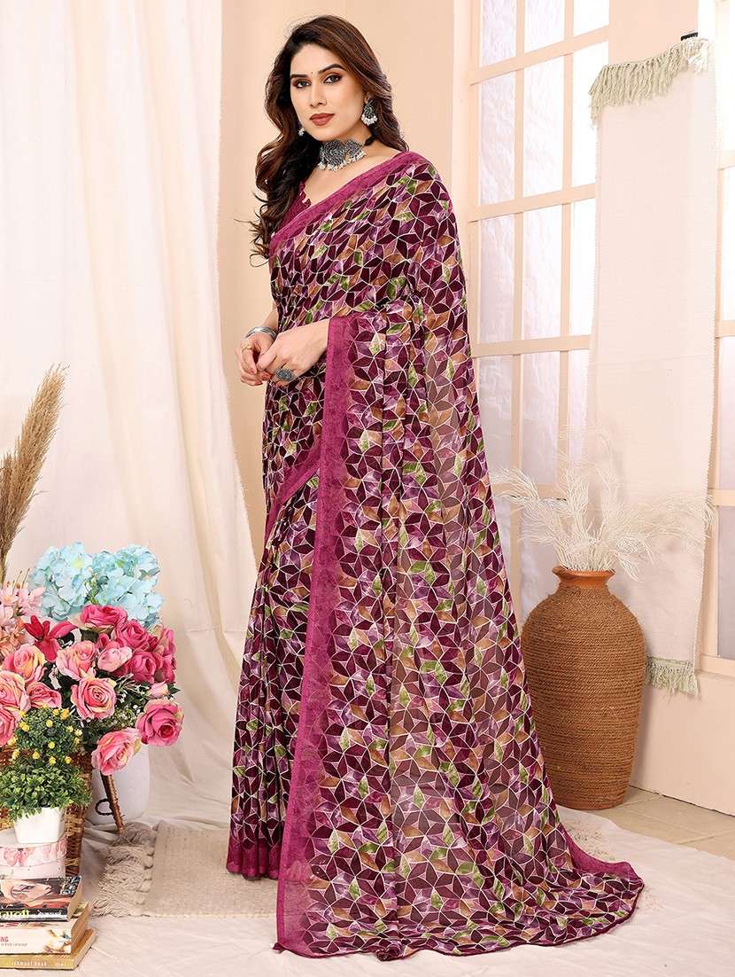 women printed casual wear saree with blouse - 22048670 -  Standard Image - 2
