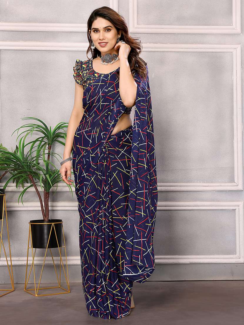 women printed casual wear saree with blouse - 22048678 -  Standard Image - 2