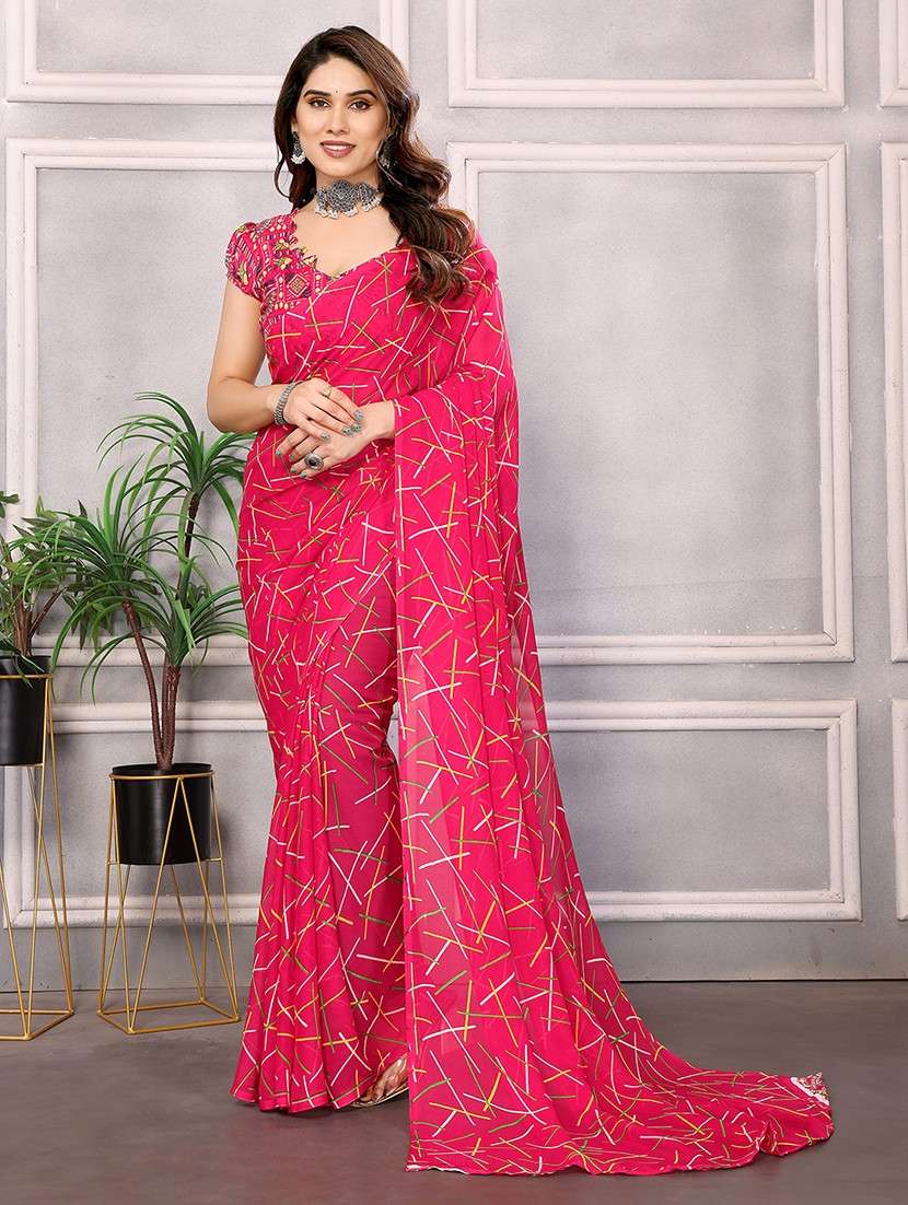 women printed casual wear saree with blouse