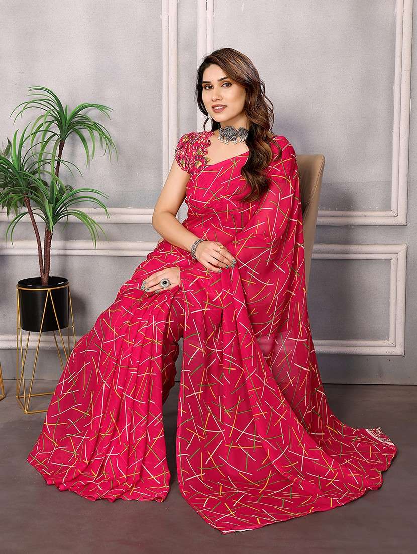 women printed casual wear saree with blouse - 22048681 -  Standard Image - 2