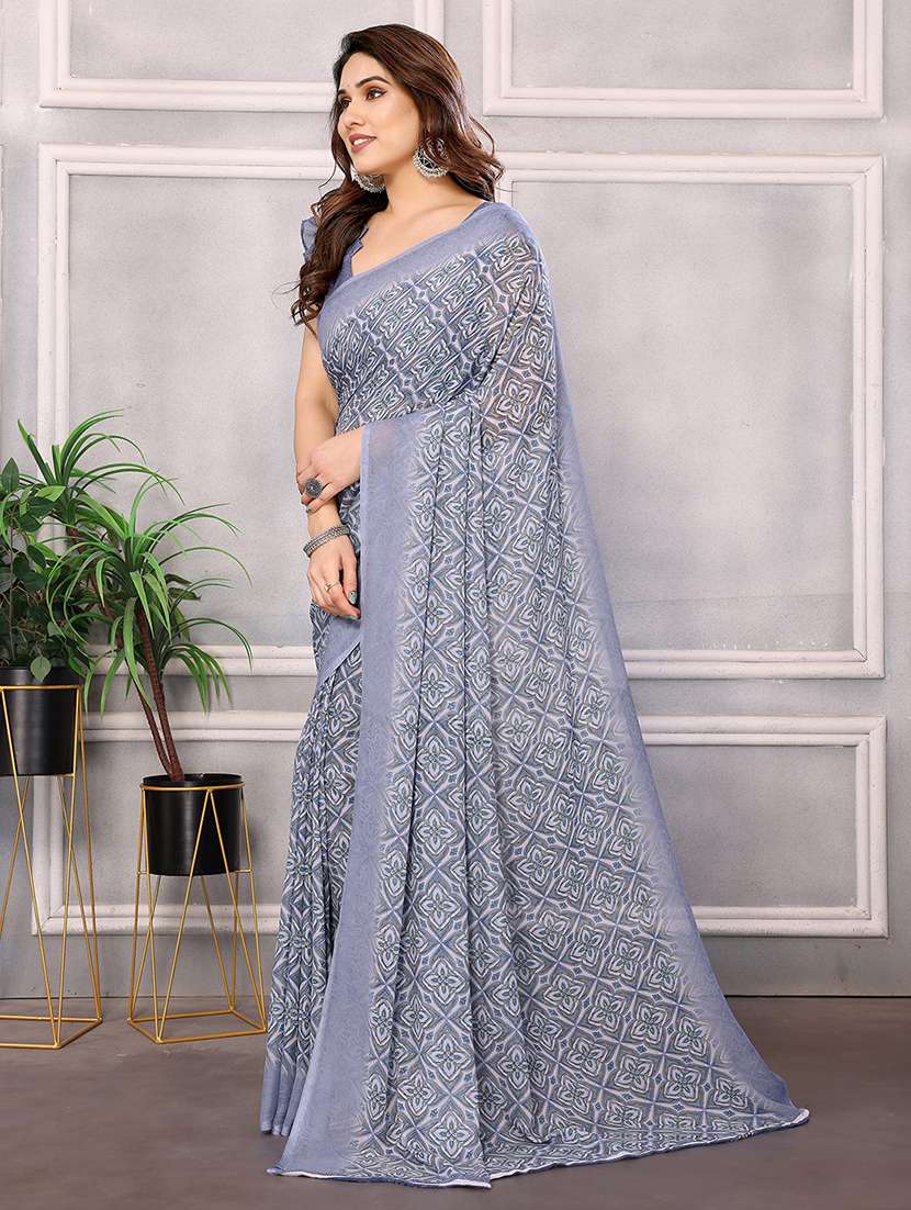 women printed casual wear saree with blouse - 22048683 -  Standard Image - 2