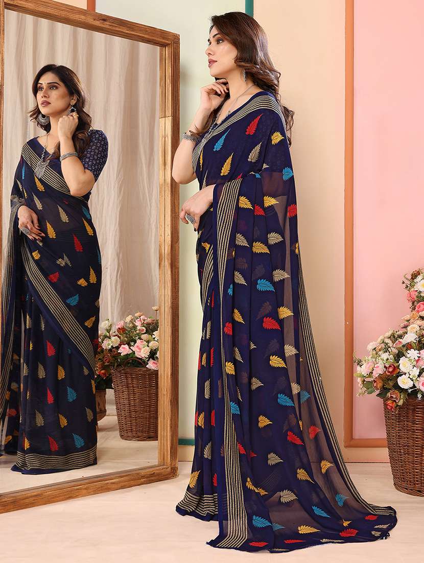 women printed casual wear saree with blouse - 22048688 -  Standard Image - 2