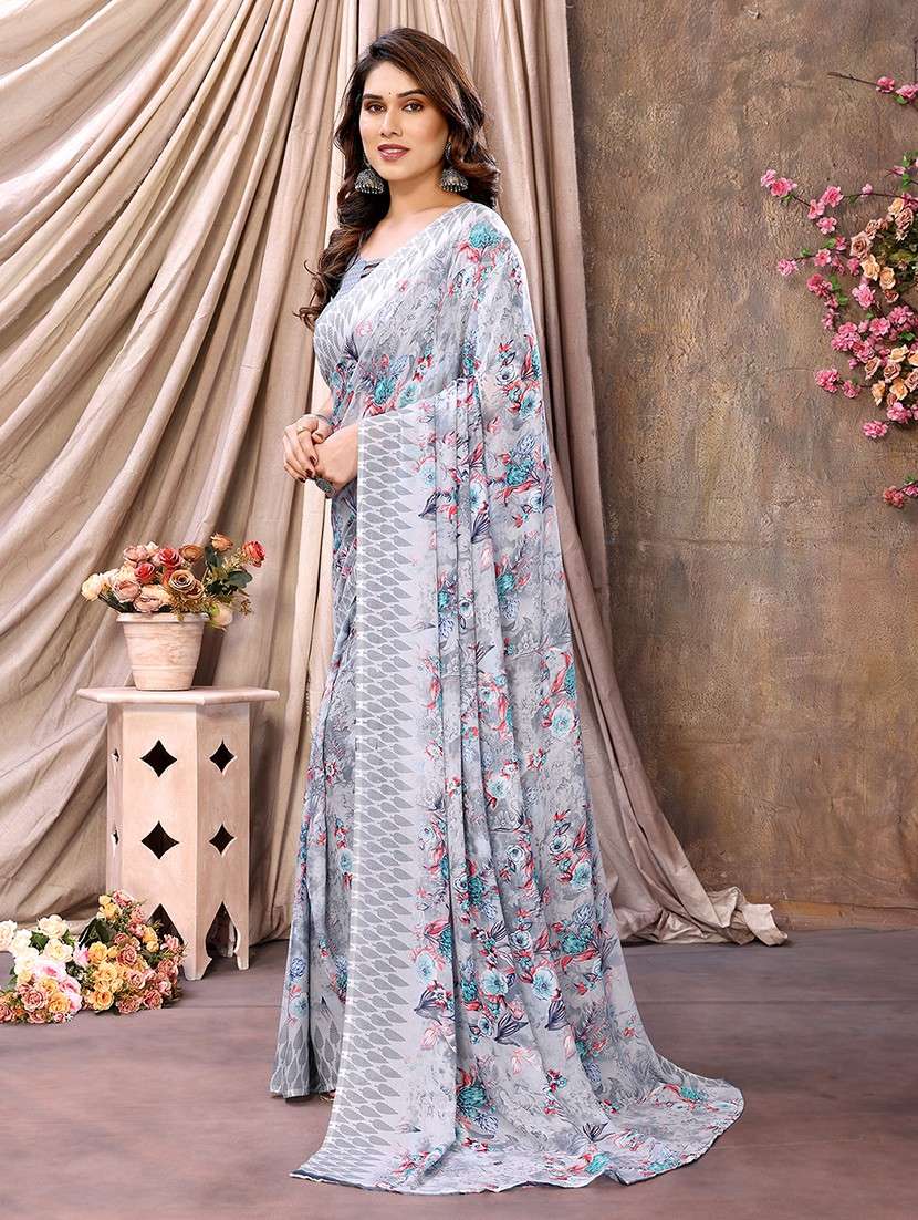 women printed casual wear saree with blouse - 22048690 -  Standard Image - 2