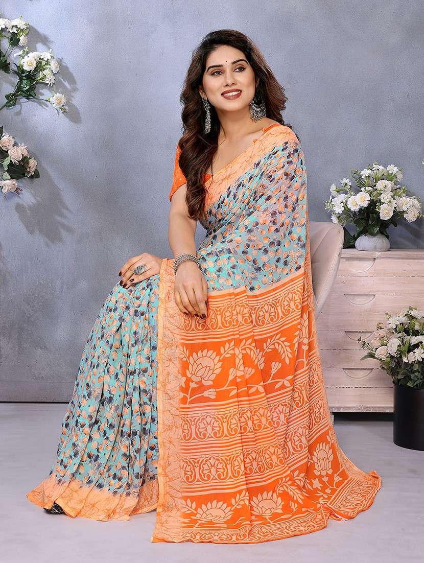 women printed casual wear saree with blouse - 22048700 -  Standard Image - 2