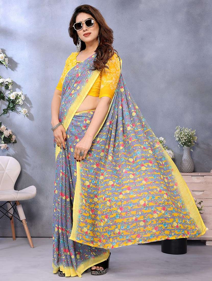 women printed casual wear saree with blouse - 22048703 -  Standard Image - 2