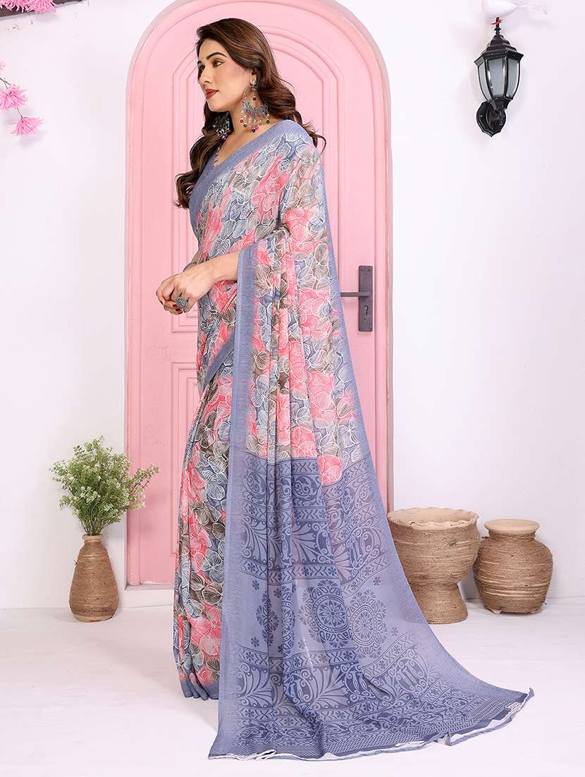 women printed casual wear saree with blouse - 22048710 -  Standard Image - 2