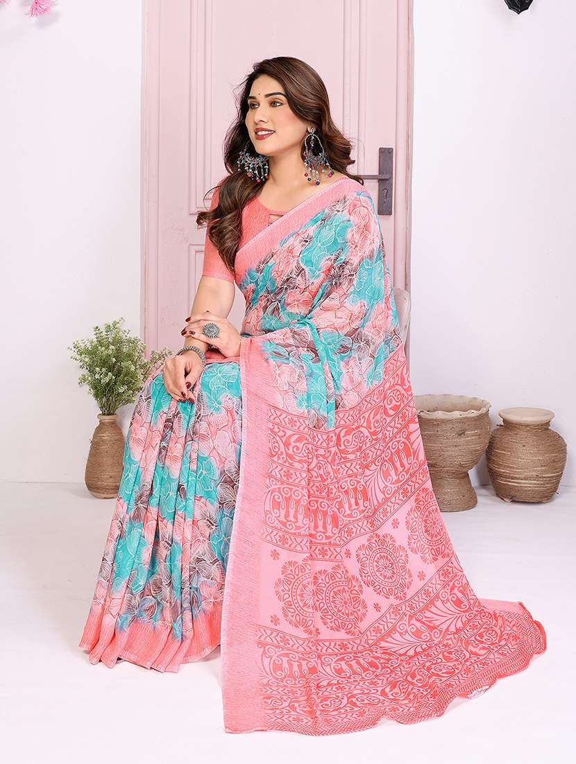 women printed casual wear saree with blouse - 22048712 -  Standard Image - 2