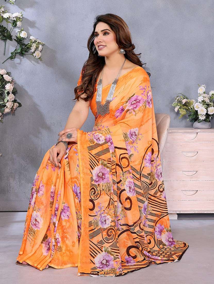 women printed casual wear saree with blouse - 22048716 -  Standard Image - 2