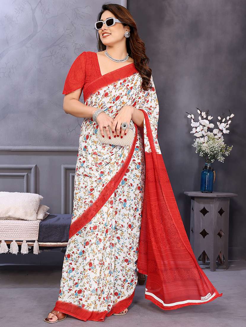 women printed casual wear saree with blouse - 22048724 -  Standard Image - 2
