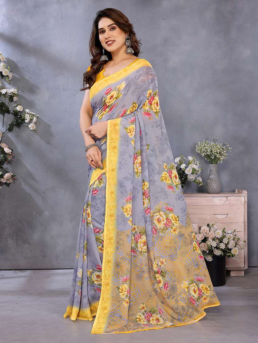 women printed casual wear saree with blouse - 22048728 -  Standard Image - 2