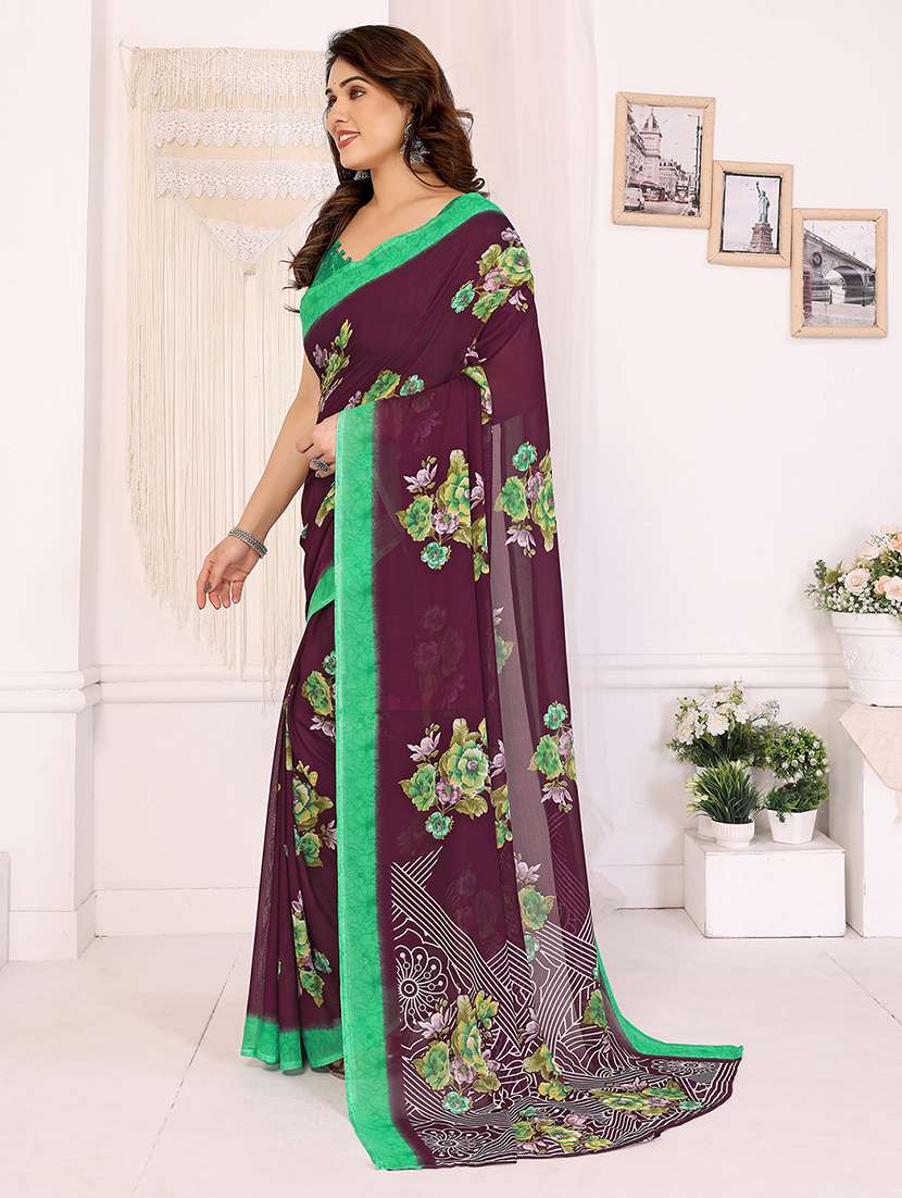 women printed casual wear saree with blouse - 22048733 -  Standard Image - 2
