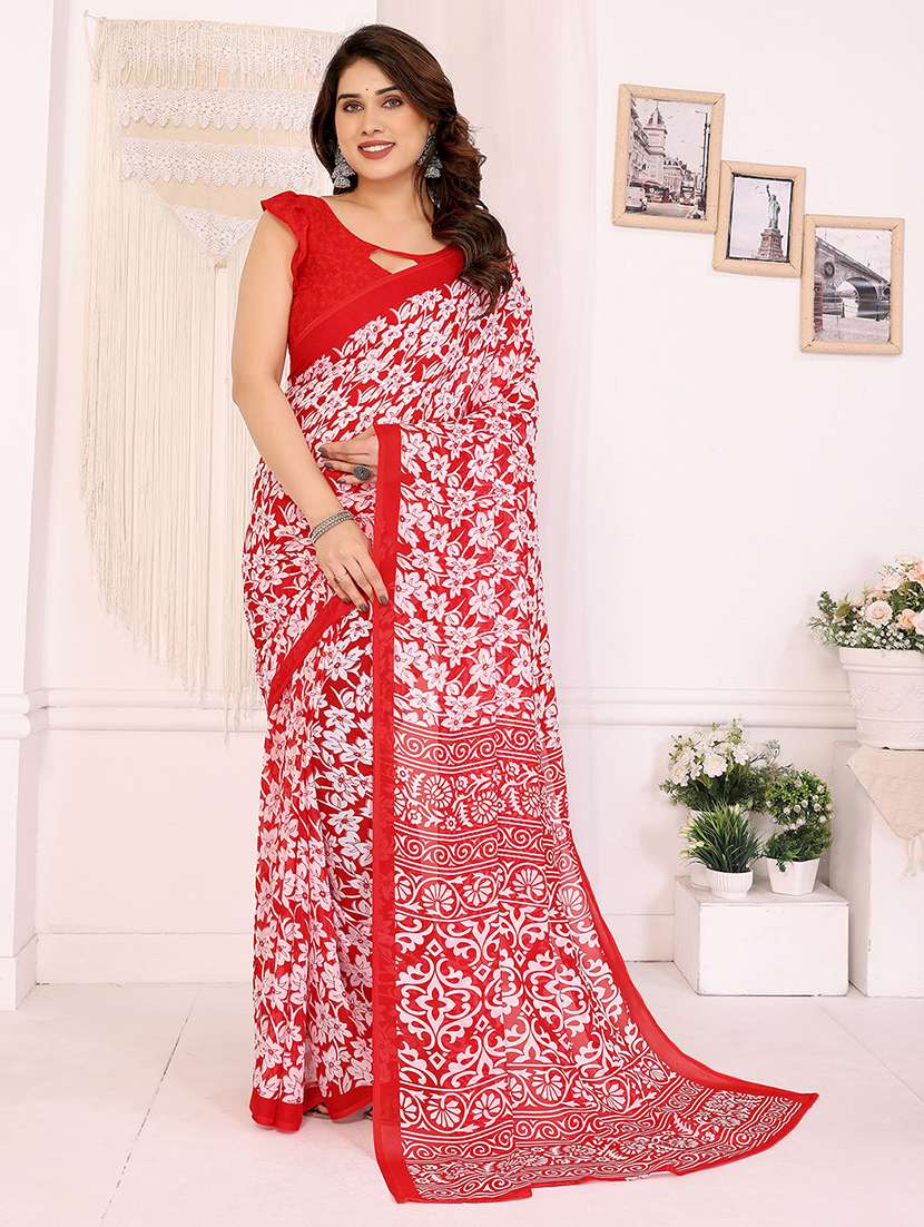 women printed casual wear saree with blouse - 22048736 -  Standard Image - 2