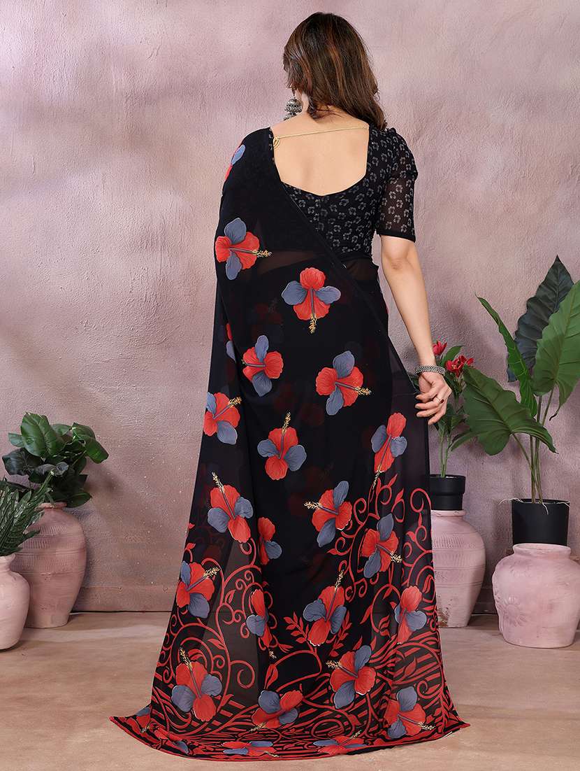 women printed casual wear saree with blouse - 22048759 -  Standard Image - 2