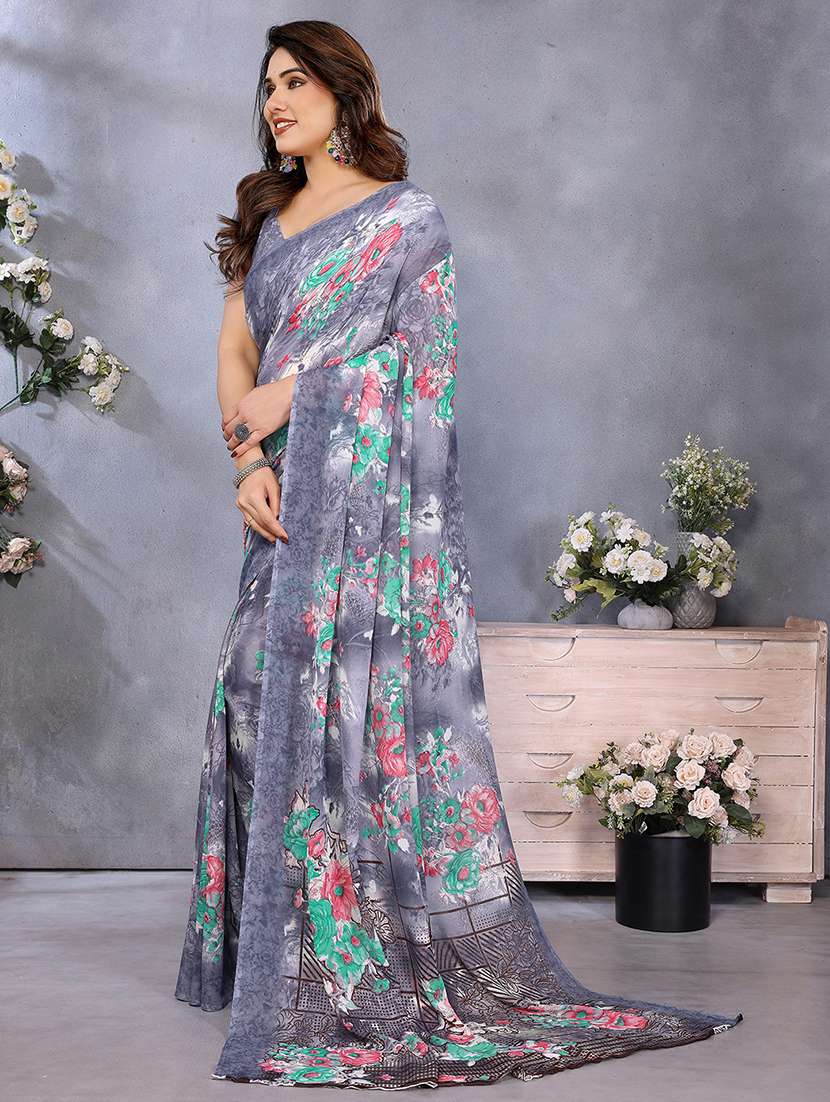 women printed casual wear saree with blouse - 22048760 -  Standard Image - 2