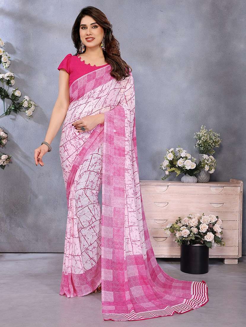 women printed casual wear saree with blouse