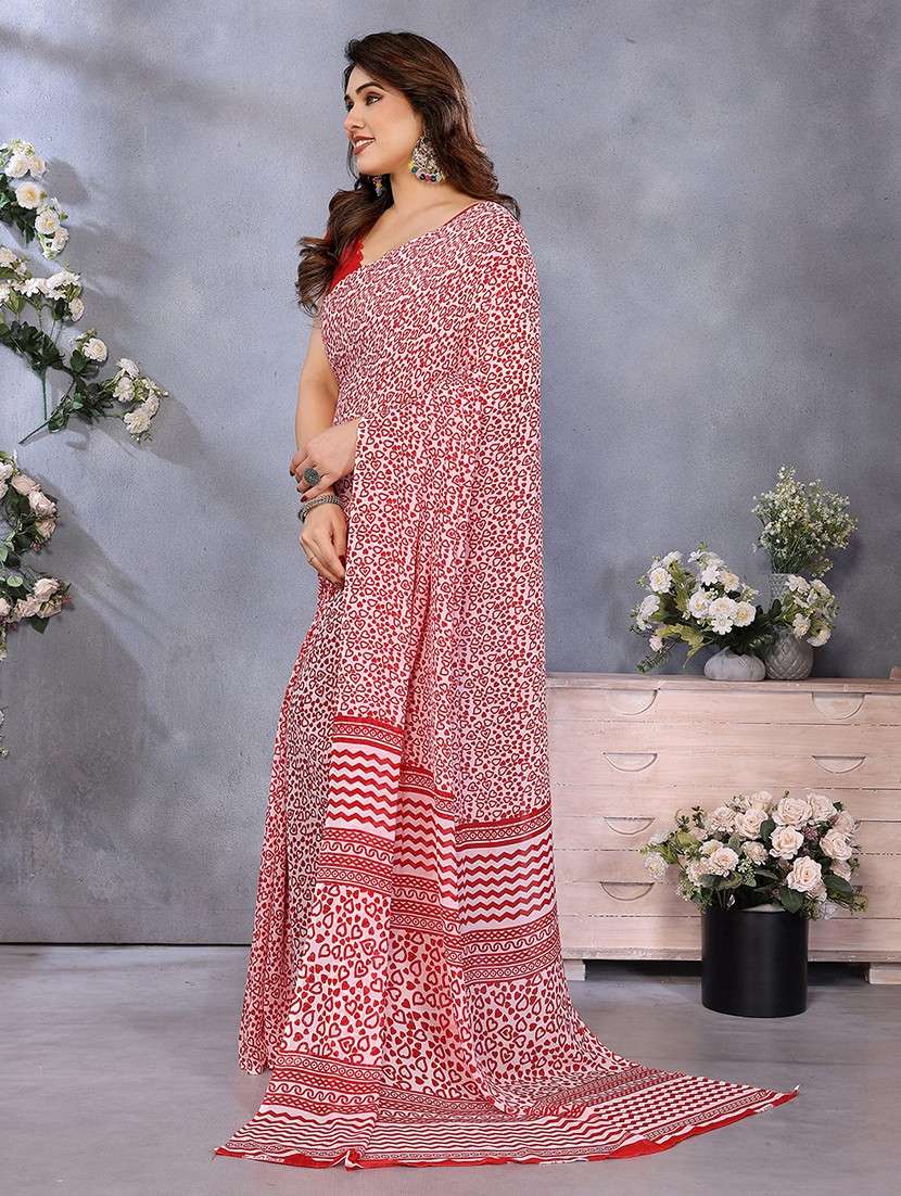 women printed casual wear saree with blouse - 22048772 -  Standard Image - 2