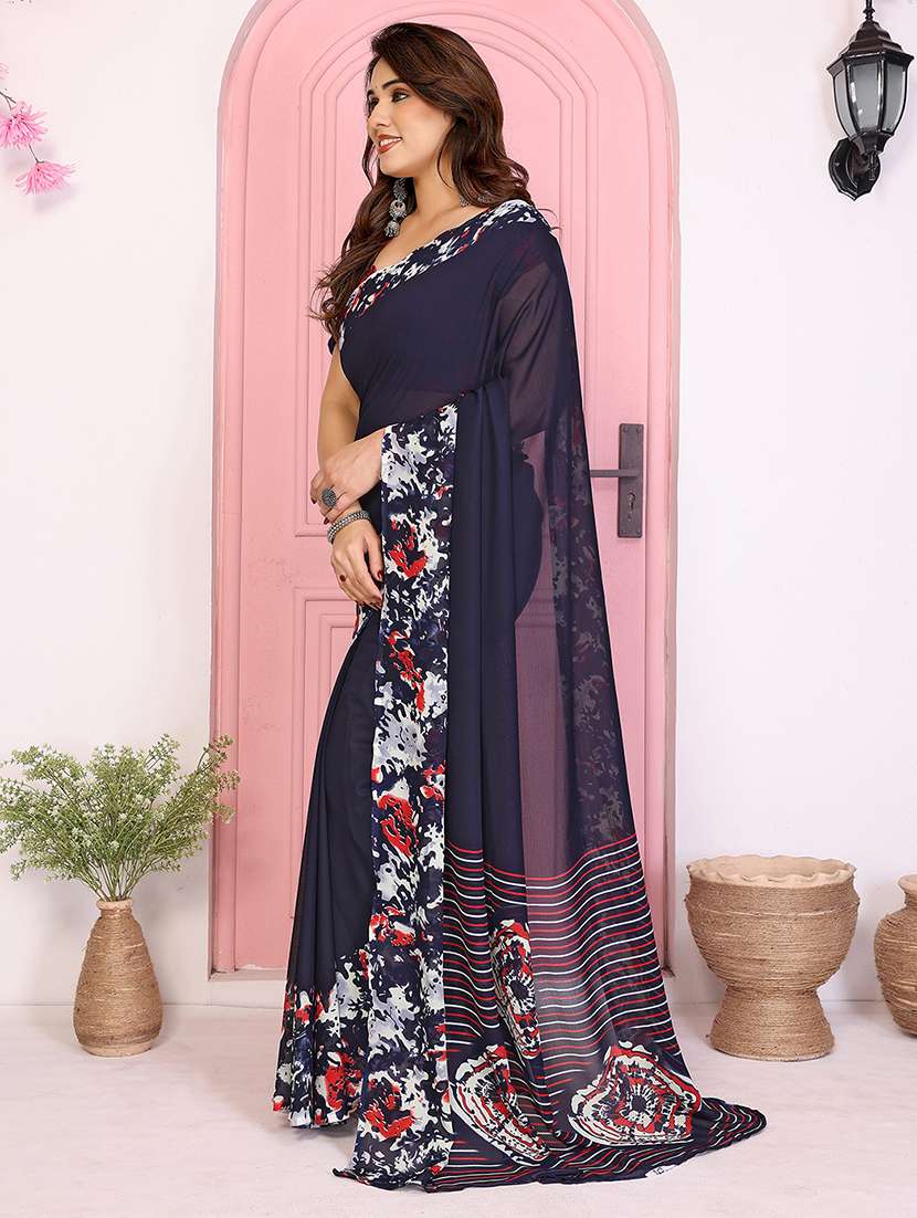 women printed casual wear saree with blouse - 22048780 -  Standard Image - 2