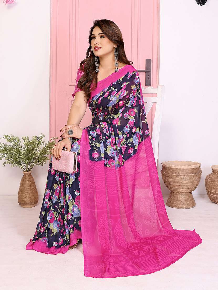 women printed casual wear saree with blouse - 22048784 -  Standard Image - 2