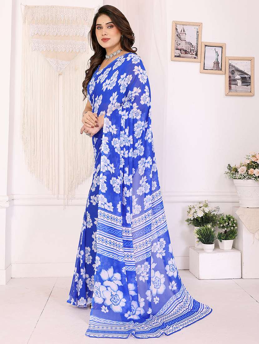 women printed casual wear saree with blouse - 22048788 -  Standard Image - 2
