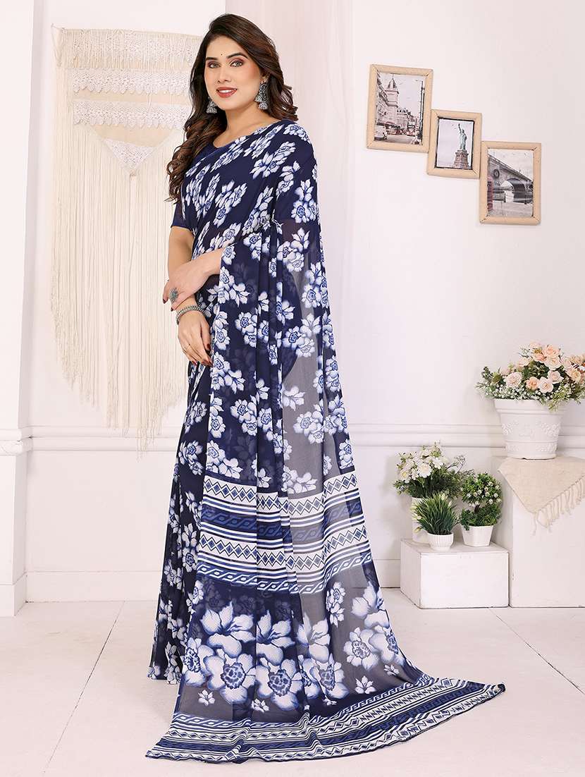 women printed casual wear saree with blouse - 22048792 -  Standard Image - 2