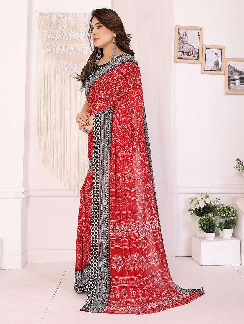 women printed casual wear saree with blouse - 22048799 -  Standard Image - 2