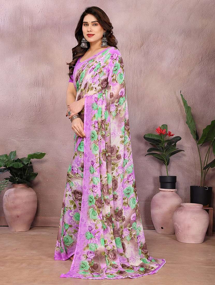 women printed casual wear saree with blouse - 22048817 -  Standard Image - 2