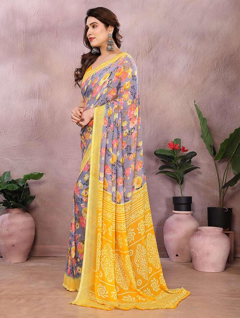 women printed casual wear saree with blouse - 22048821 -  Standard Image - 2