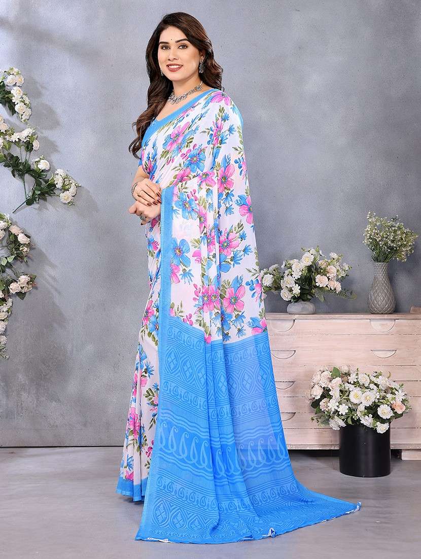 women printed casual wear saree with blouse - 22048825 -  Standard Image - 2
