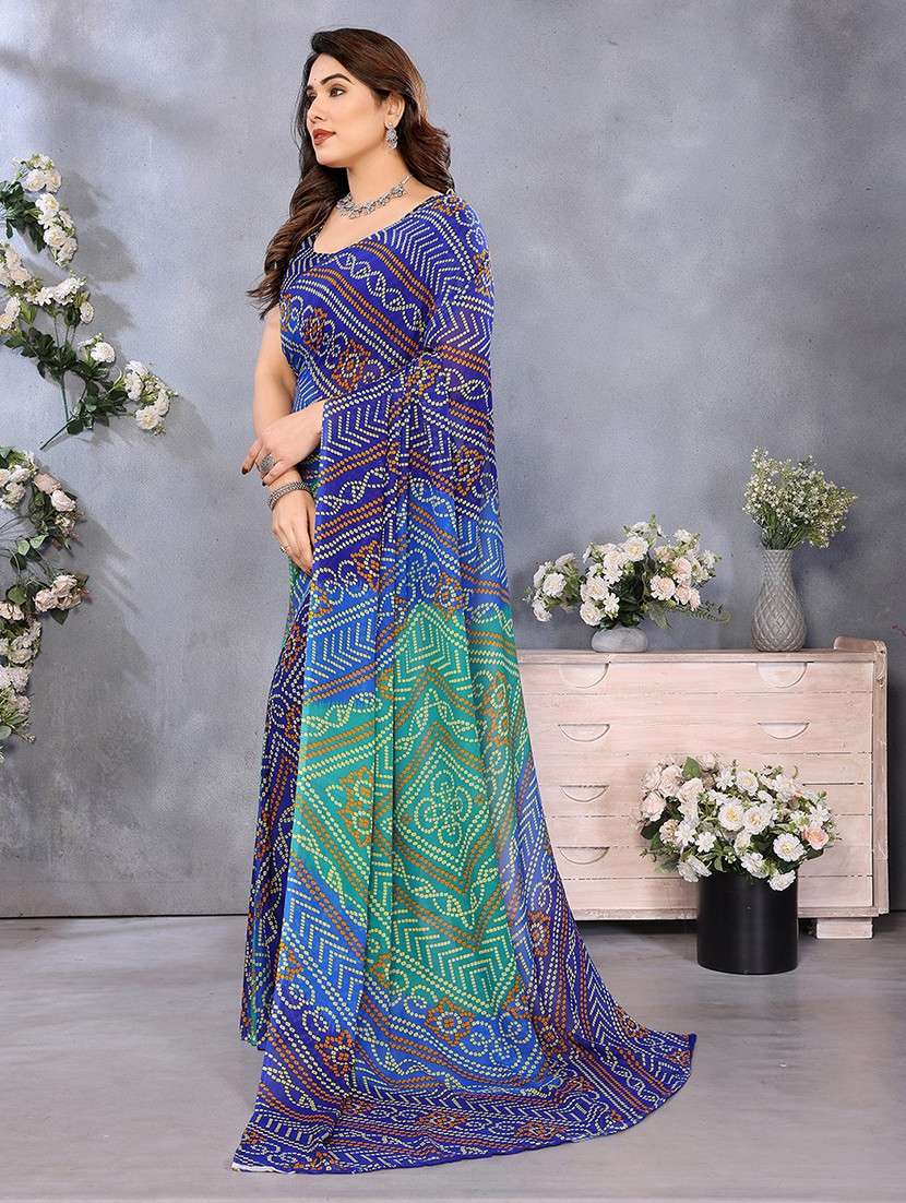 women printed casual wear saree with blouse - 22048829 -  Standard Image - 2