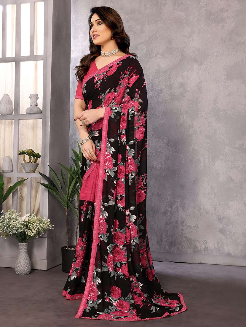 women printed casual wear saree with blouse - 22048833 -  Standard Image - 2