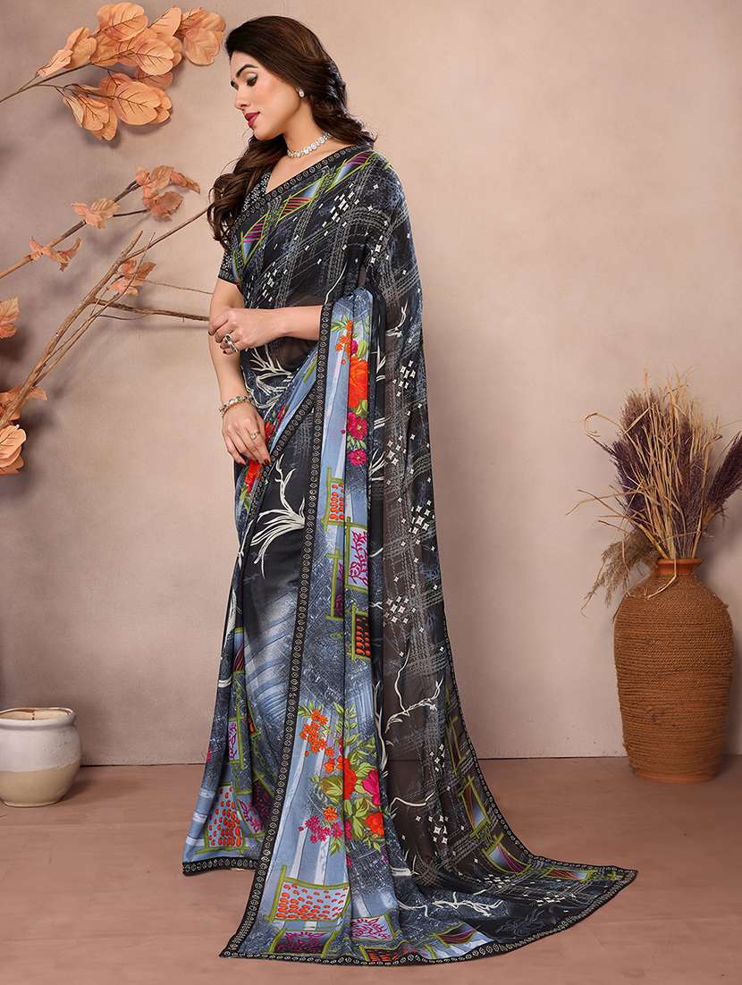 women printed casual wear saree with blouse - 22048836 -  Standard Image - 2