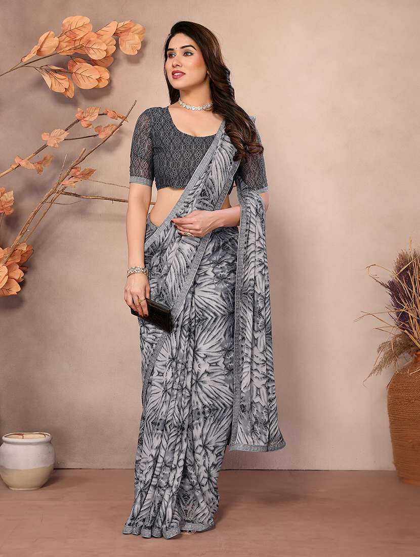 women printed casual wear saree with blouse - 22048852 -  Standard Image - 2