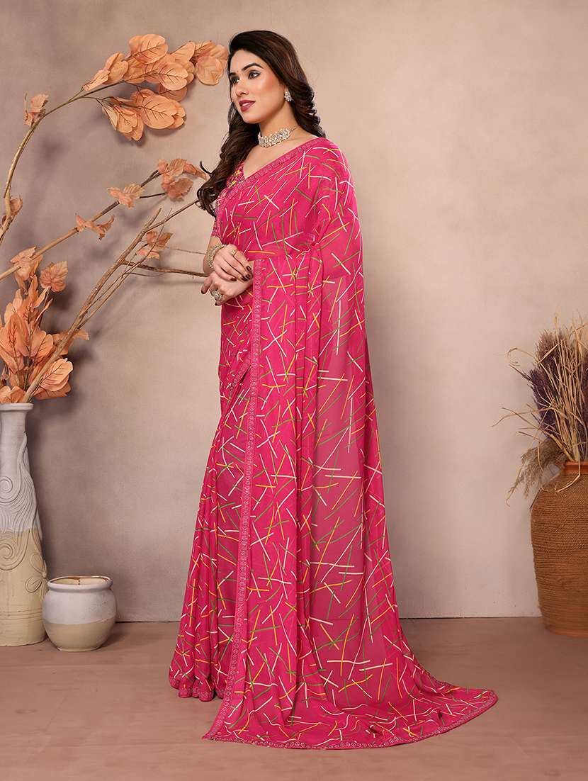 women printed casual wear saree with blouse - 22048857 -  Standard Image - 2