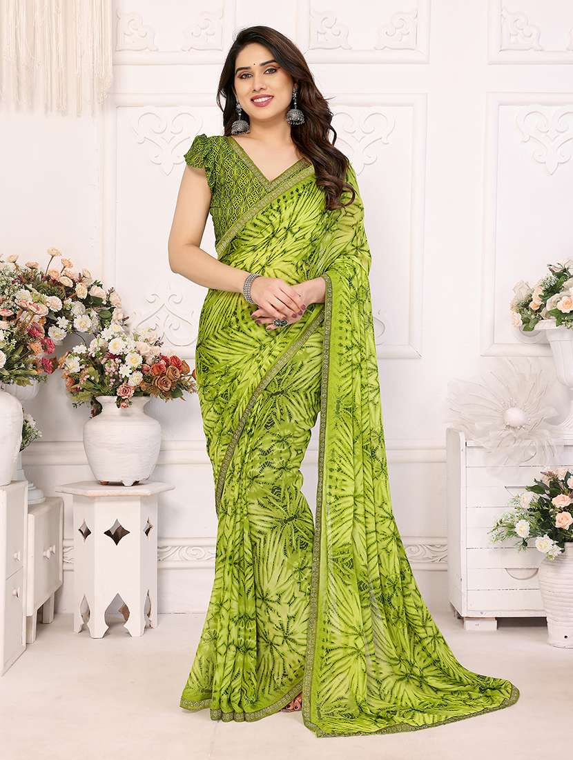 women printed casual wear saree with blouse