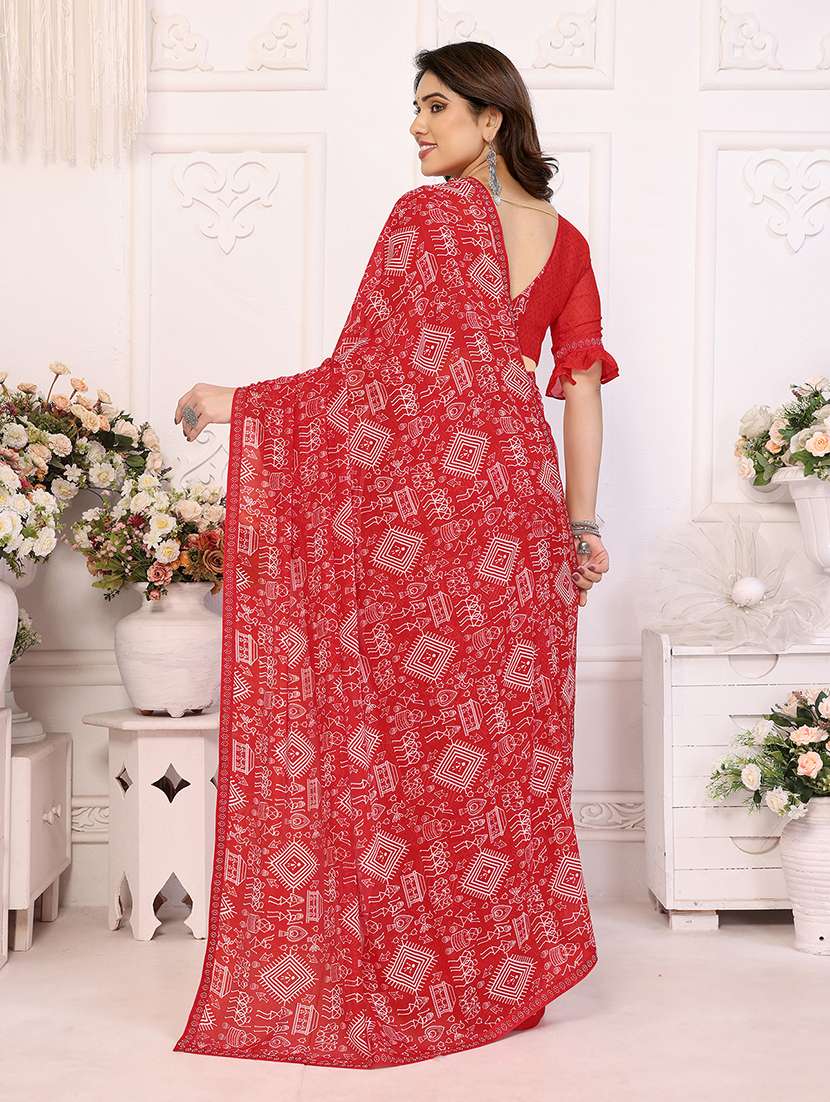 women printed casual wear saree with blouse - 22048875 -  Standard Image - 2