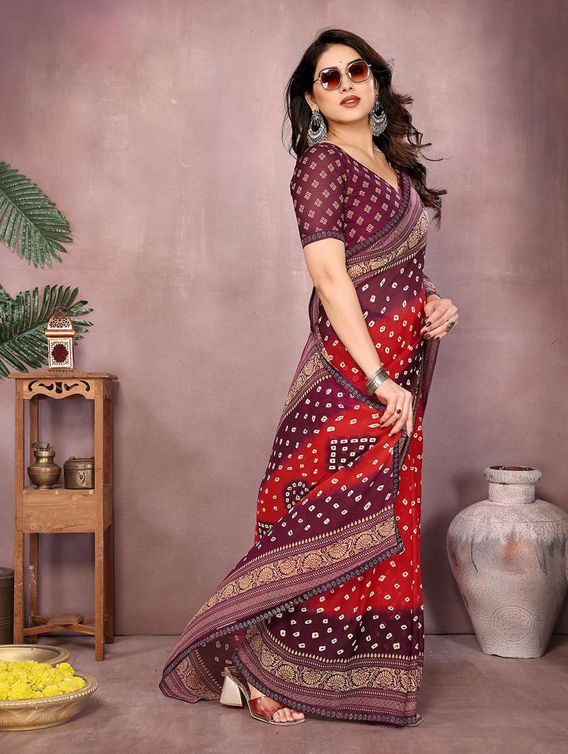 women printed casual wear saree with blouse - 22048877 -  Standard Image - 2